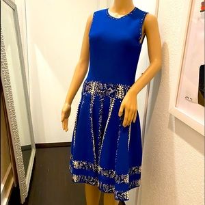 Royal Blue knit dress with snake skin print